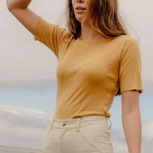 Mollusk hemp rib tee ☀️ sun shine mustard yellow textured linen t-shirt S small